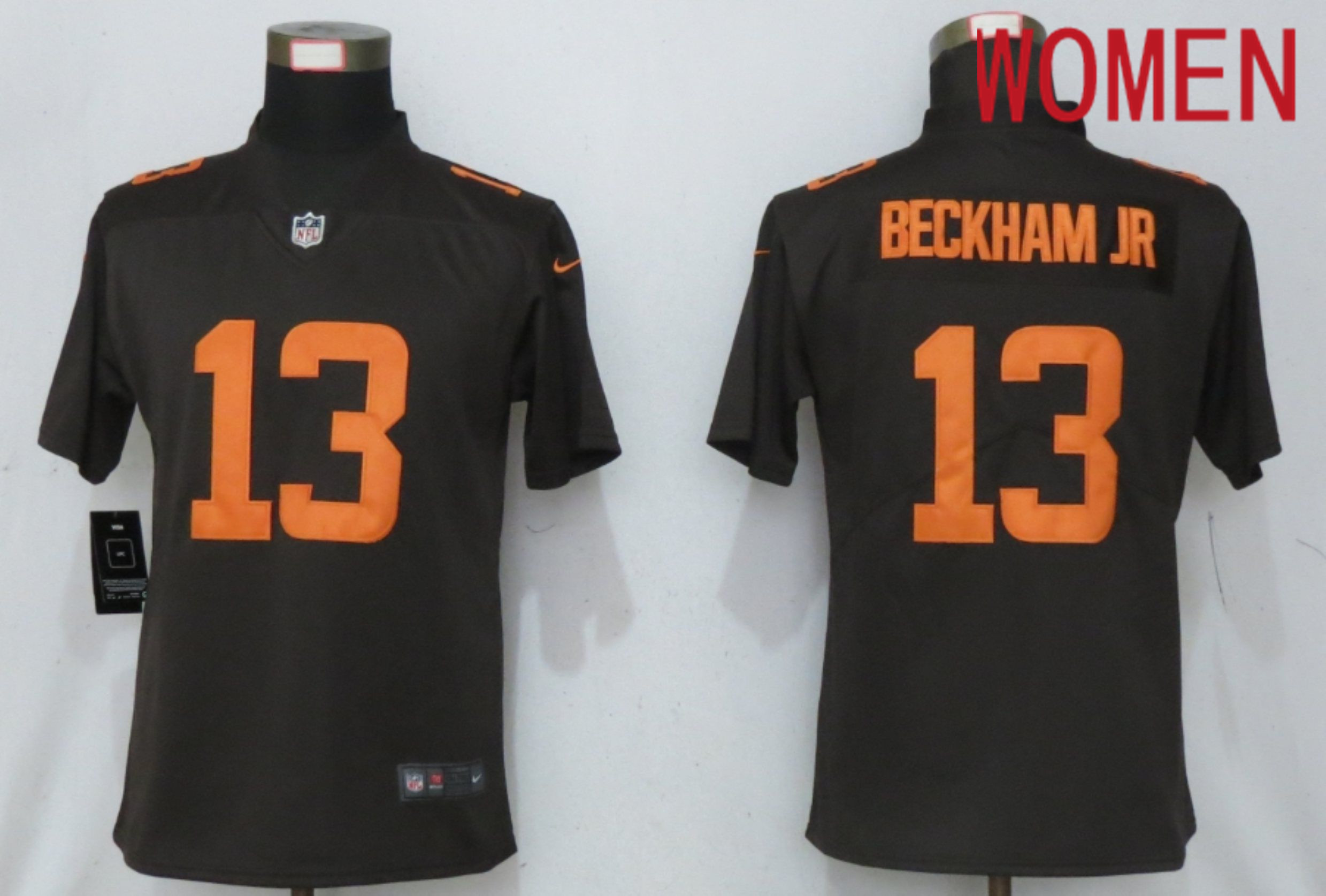 Women Cleveland Browns #13 Beckham jr Brown lternate Vapor Elite Playe Nike NFL Jersey->new england patriots->NFL Jersey